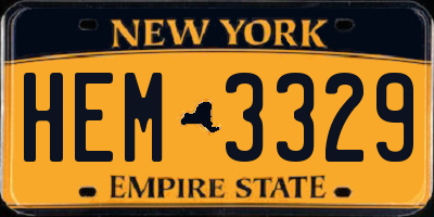 NY license plate HEM3329