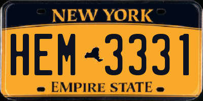 NY license plate HEM3331