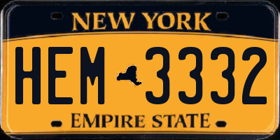 NY license plate HEM3332