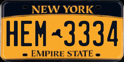 NY license plate HEM3334