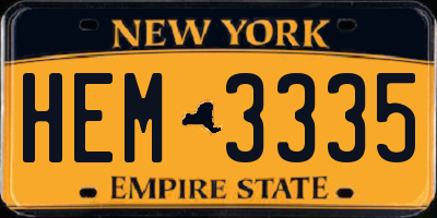 NY license plate HEM3335