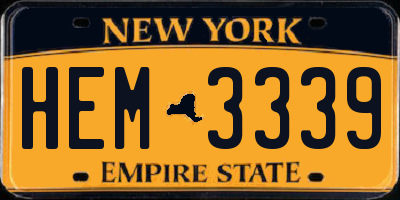 NY license plate HEM3339