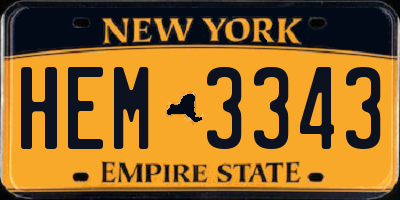 NY license plate HEM3343