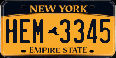NY license plate HEM3345