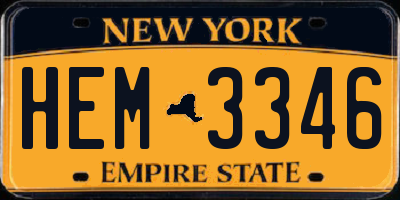 NY license plate HEM3346