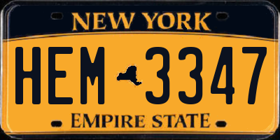 NY license plate HEM3347