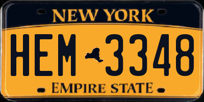 NY license plate HEM3348