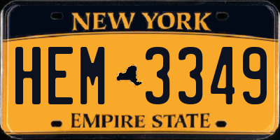 NY license plate HEM3349