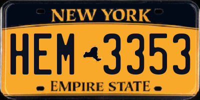 NY license plate HEM3353
