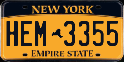 NY license plate HEM3355
