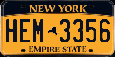 NY license plate HEM3356