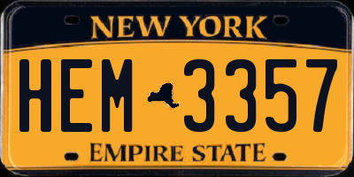 NY license plate HEM3357