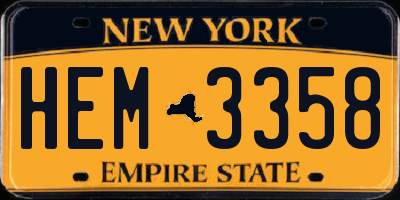 NY license plate HEM3358