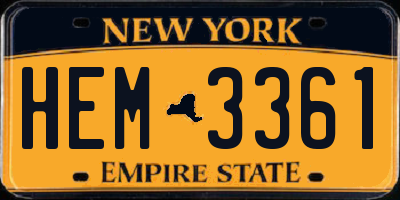 NY license plate HEM3361