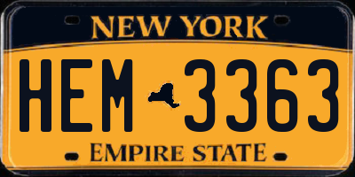 NY license plate HEM3363