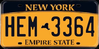 NY license plate HEM3364