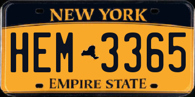 NY license plate HEM3365