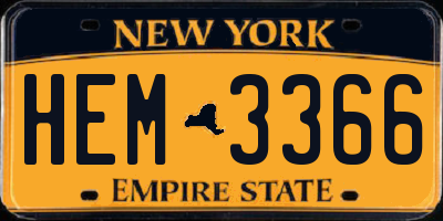 NY license plate HEM3366