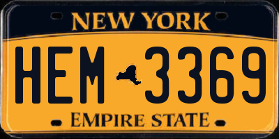 NY license plate HEM3369