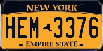 NY license plate HEM3376