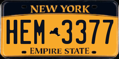 NY license plate HEM3377