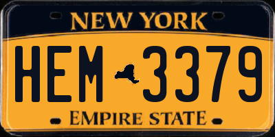 NY license plate HEM3379