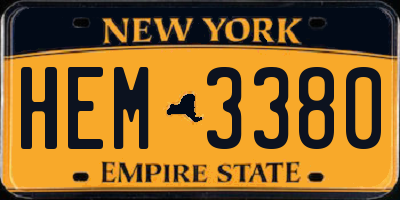 NY license plate HEM3380