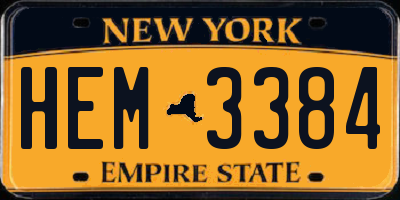 NY license plate HEM3384