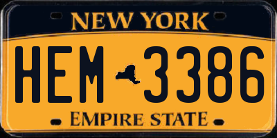 NY license plate HEM3386