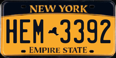 NY license plate HEM3392