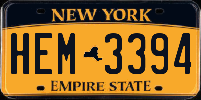 NY license plate HEM3394