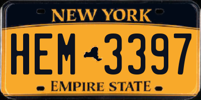 NY license plate HEM3397