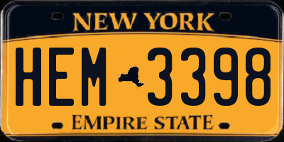 NY license plate HEM3398