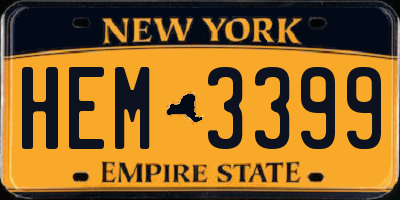 NY license plate HEM3399