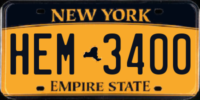 NY license plate HEM3400