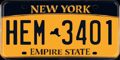NY license plate HEM3401