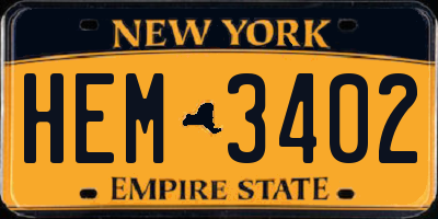 NY license plate HEM3402