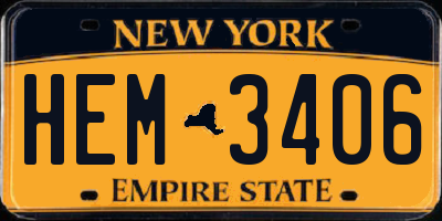 NY license plate HEM3406