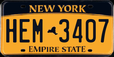 NY license plate HEM3407