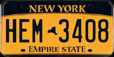 NY license plate HEM3408