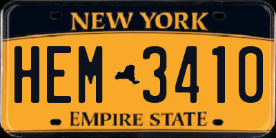 NY license plate HEM3410