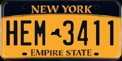NY license plate HEM3411