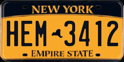 NY license plate HEM3412