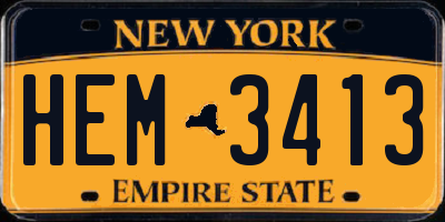 NY license plate HEM3413