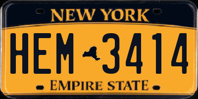 NY license plate HEM3414