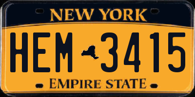 NY license plate HEM3415