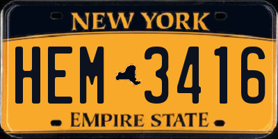NY license plate HEM3416