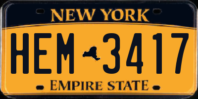 NY license plate HEM3417