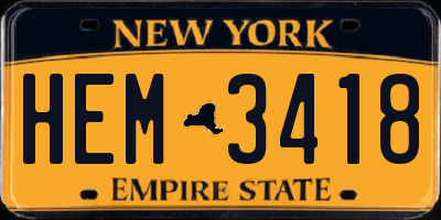 NY license plate HEM3418