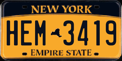 NY license plate HEM3419